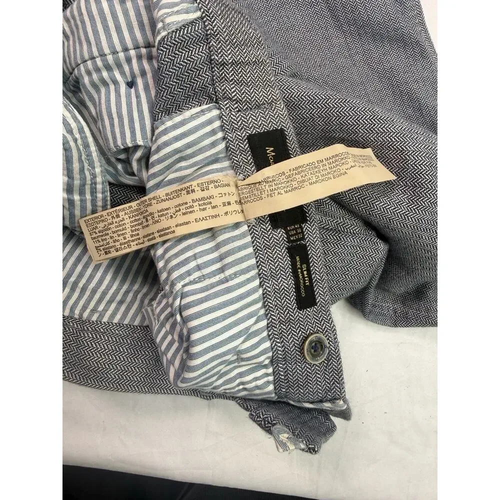 Massimo Dutti Gray Herringbone Slim Fit Chino Trousers size 32 - Picture 5 of 5